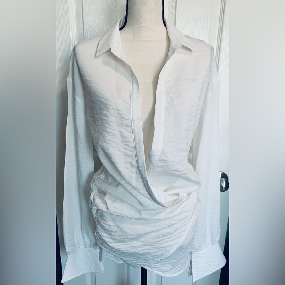 Draped Mini Shirt Dress